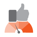 icon of a thumbs up above a dial