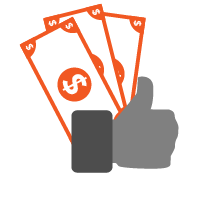 money with thumbs up icon