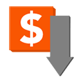 icon of a dollar sign in a square and an arrow pointing down
