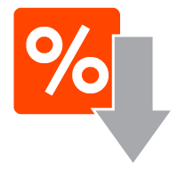 percent sign and a down arrow