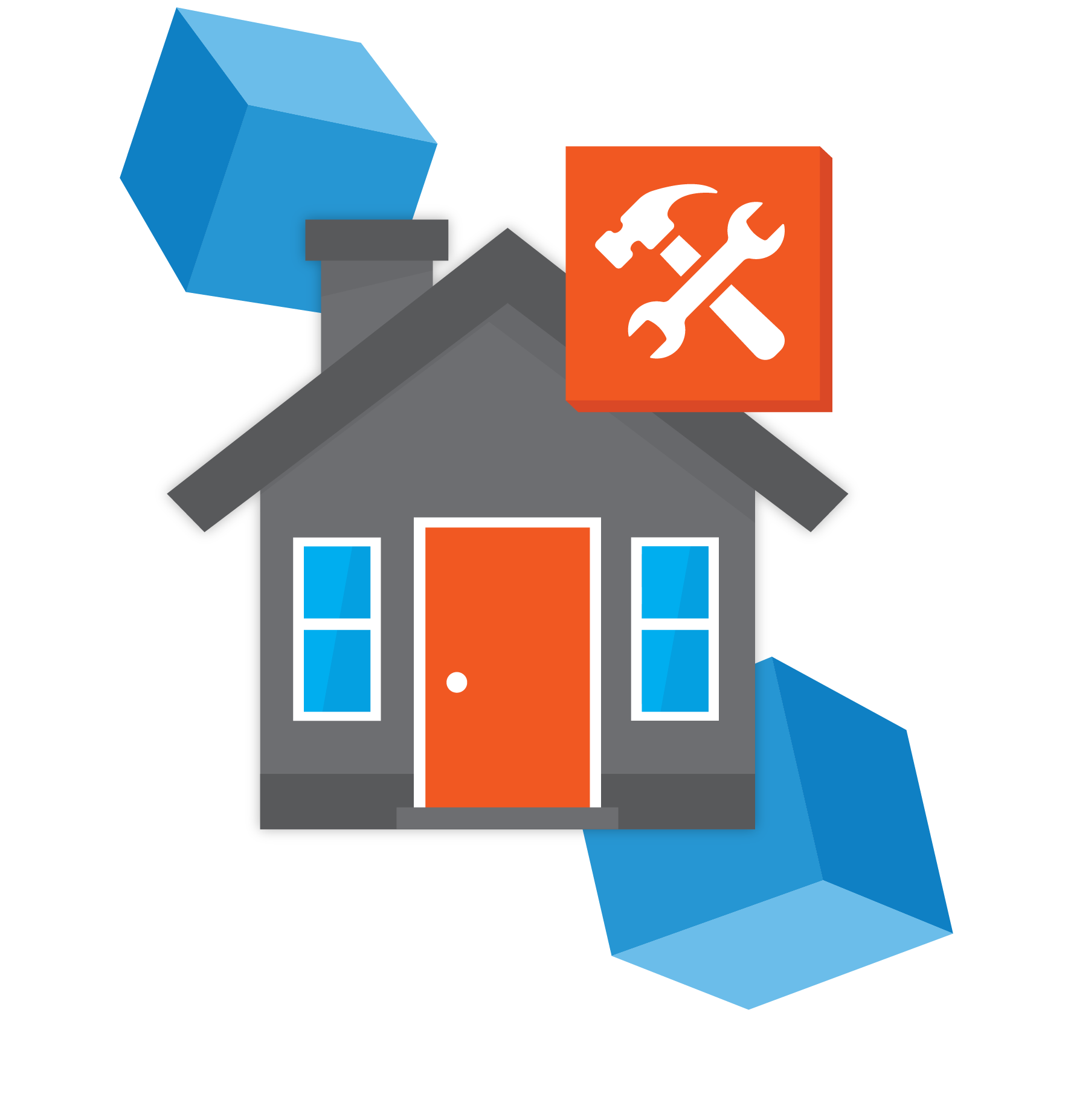 home improvement icon with house and tools