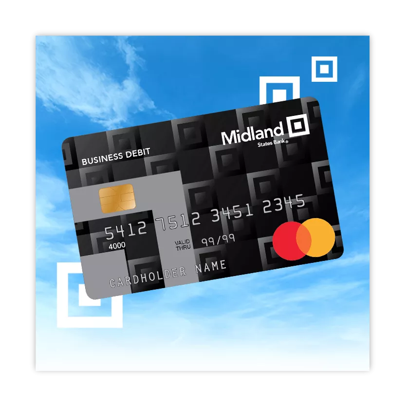 business debit card on a blue sky background